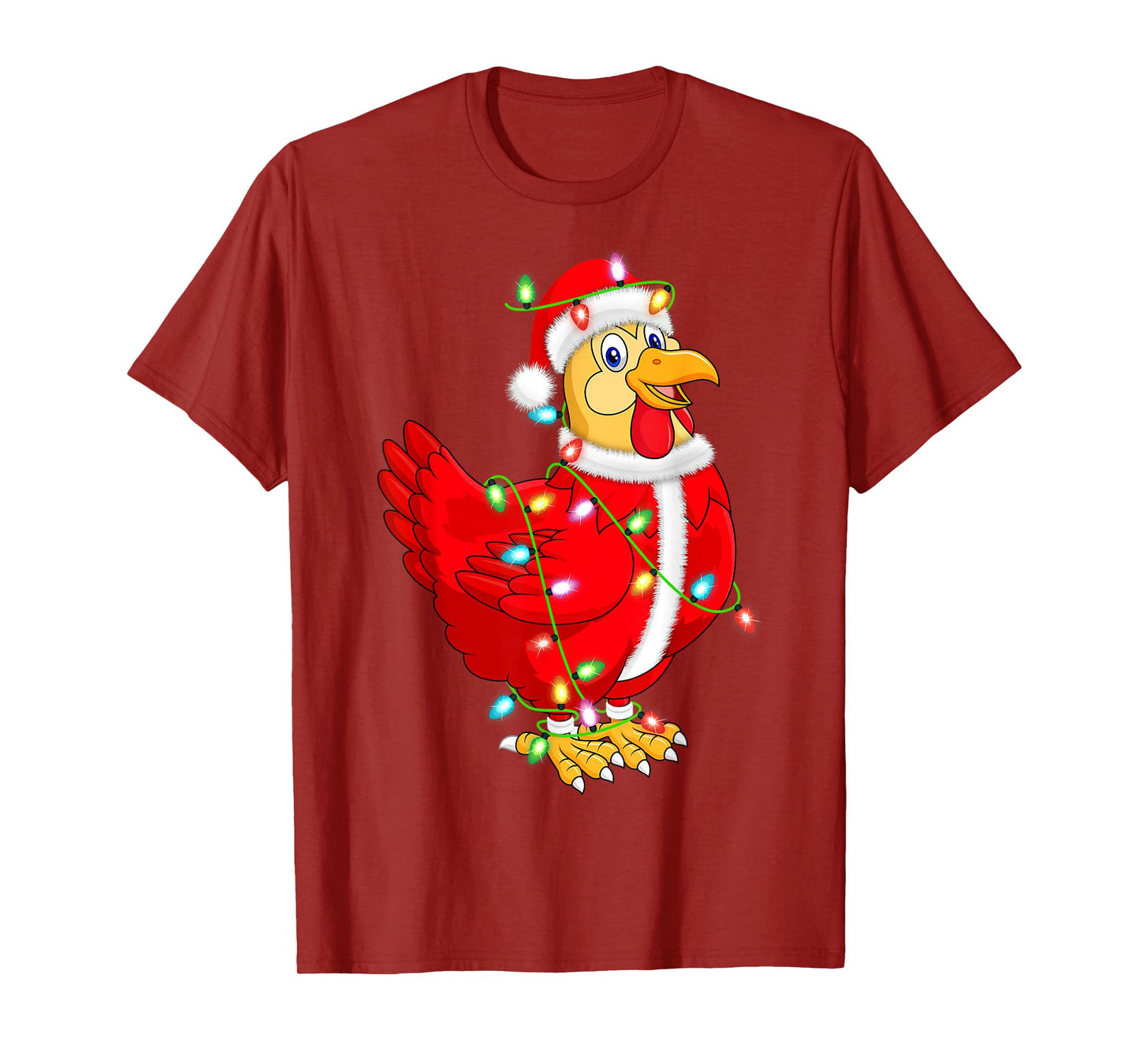 Chicken Christmas Lights Santa Costume Cute Animal Xmas T-Shirt