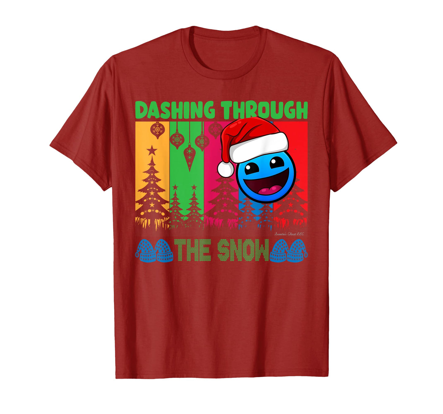 Geometry Dashing Through The Snow Sleep Dash Game Christmas T-Shirt