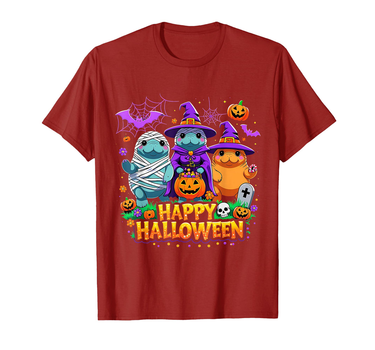Happy Halloween Cute Manatee Spooky Costume T-Shirt