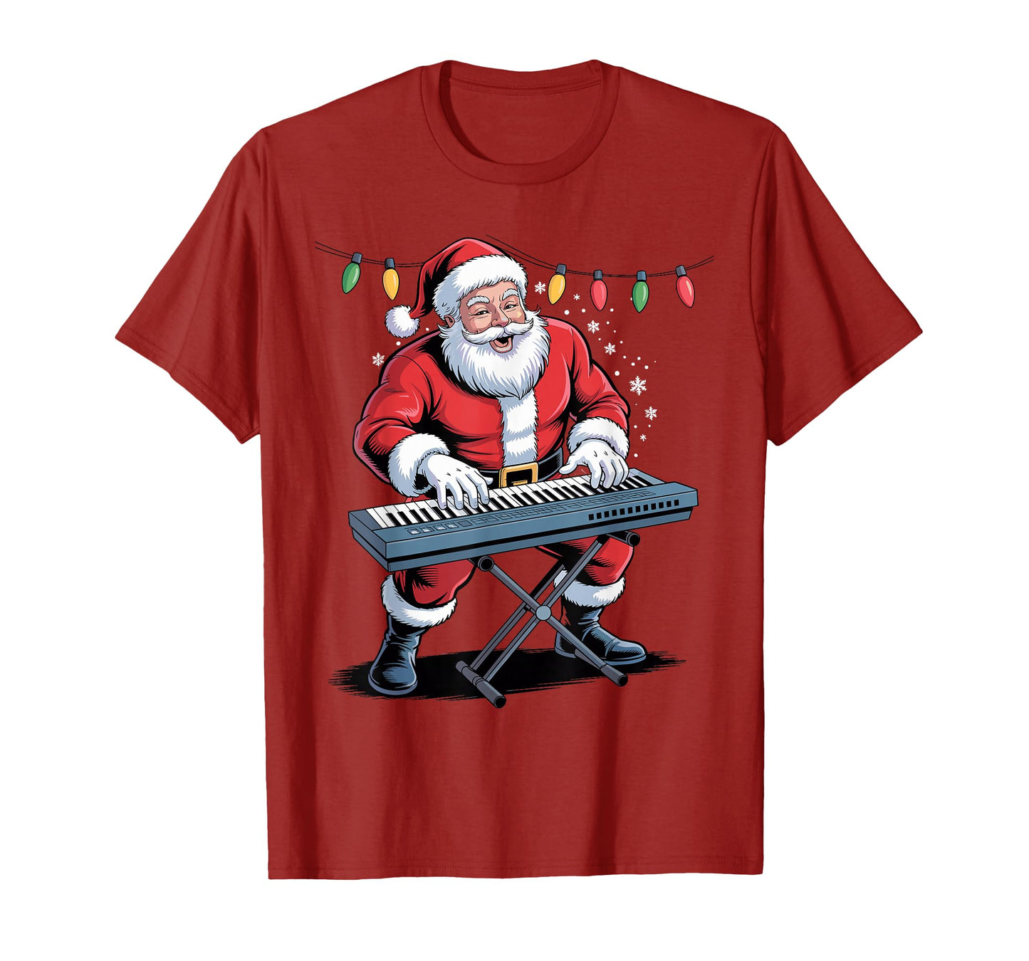 Santa Playing Digital Keyboard Funny Holiday Christmas Xmas T-Shirt