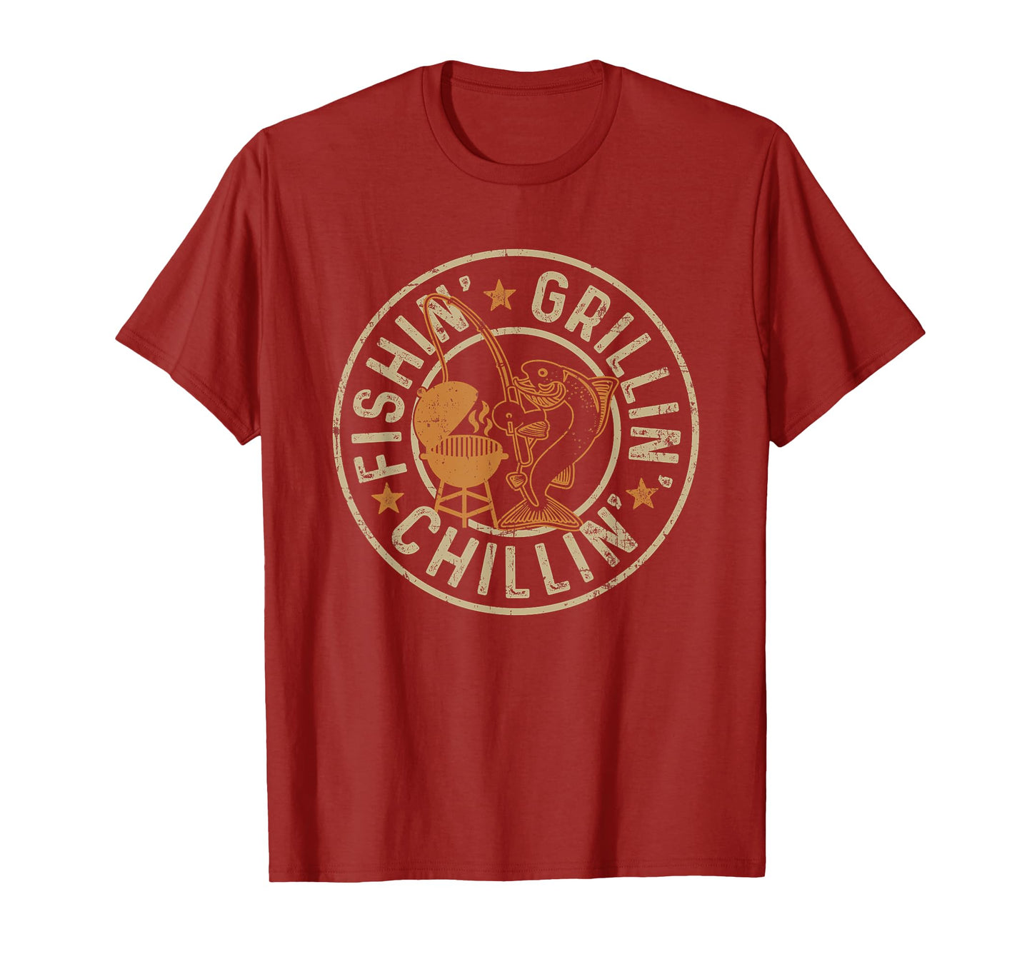 Fishing Grilling Chilling Fishermen BBQ Grill Lover T-Shirt
