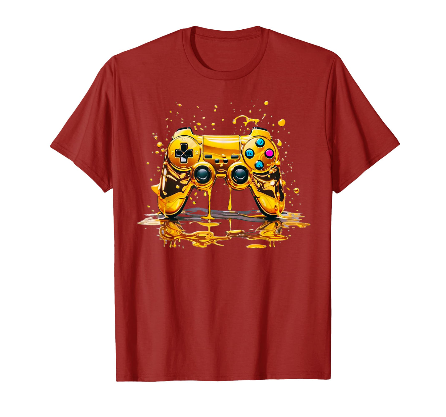 Gold Splash Video Game Controller Golden Gamer Gaming T-Shirt