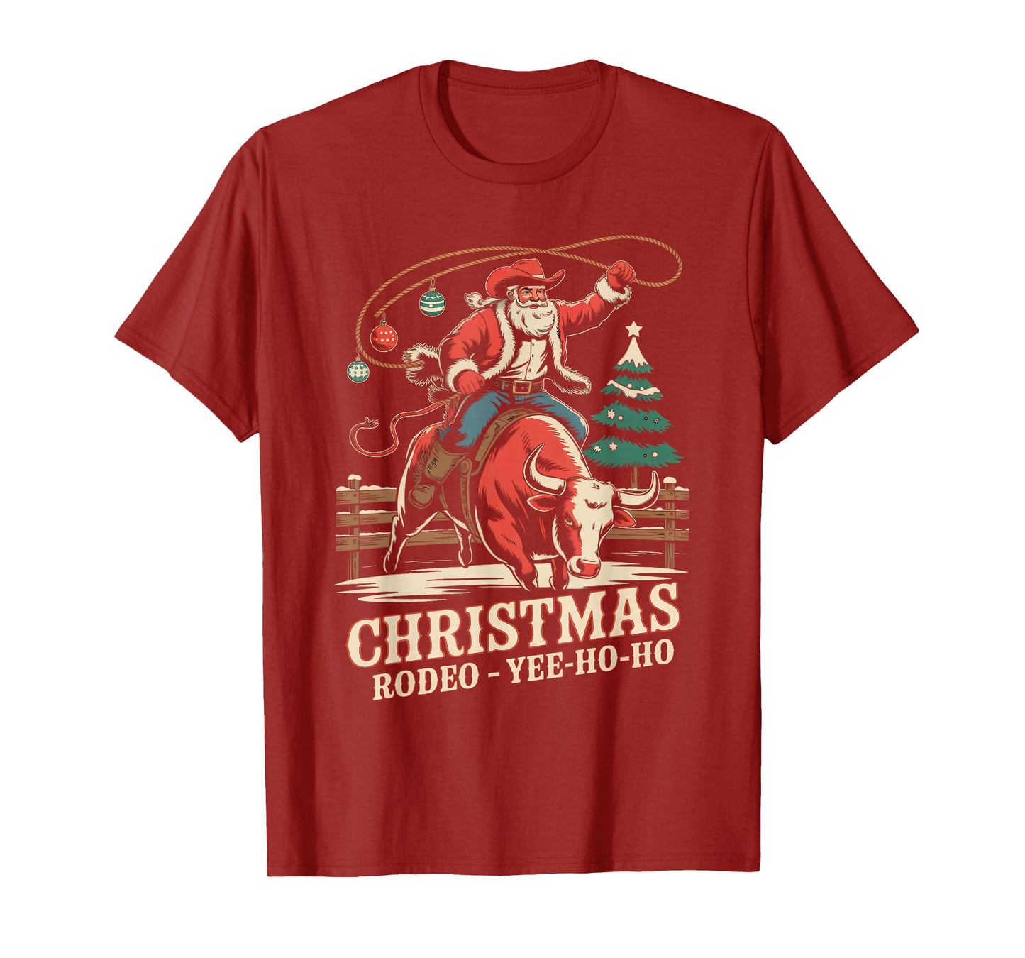 Santa Claus Cowboy Vintage Christmas Men Women T-Shirt