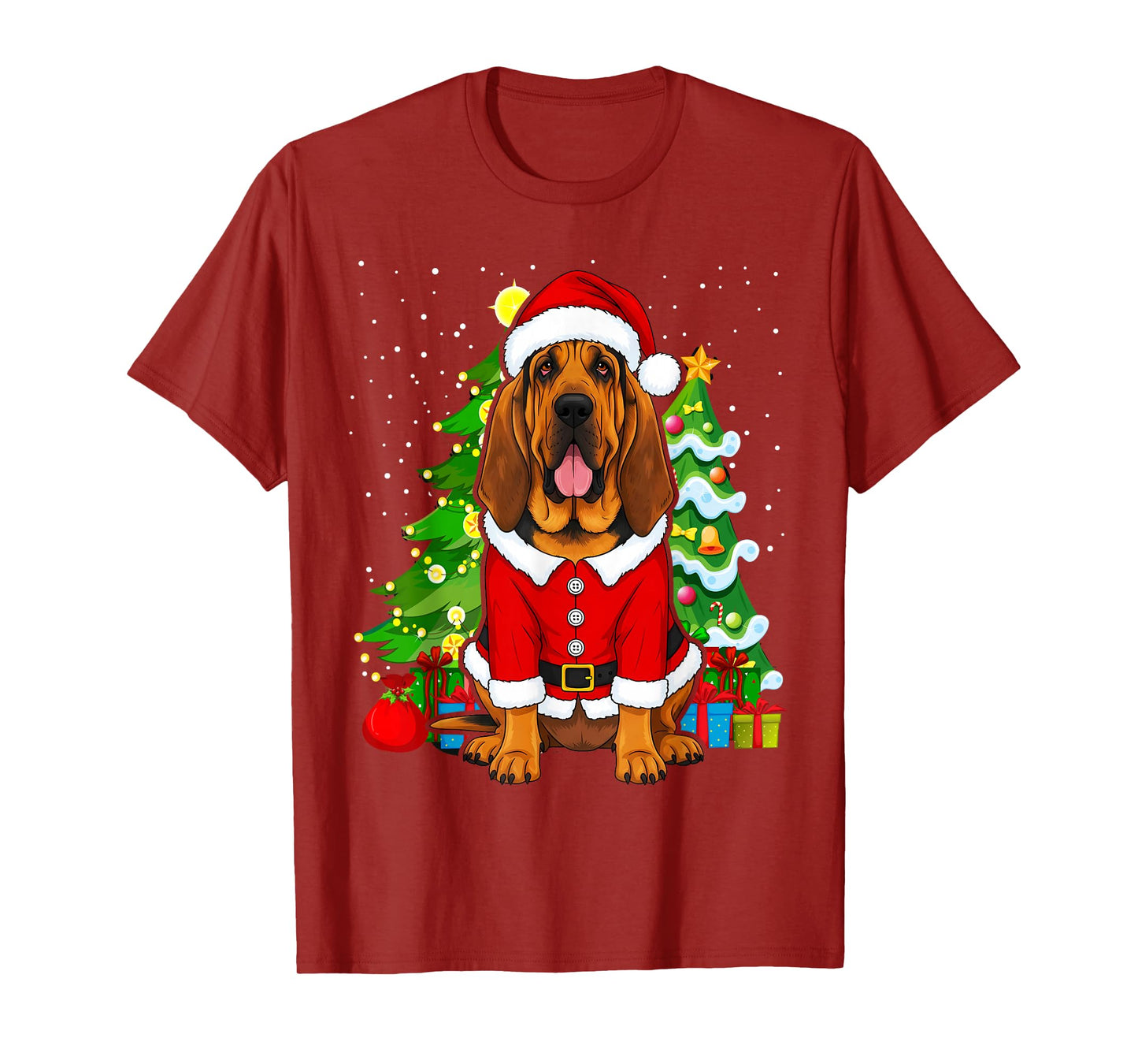 Santa Bloodhound Christmas Xmas Dog Puppy Lover T-Shirt
