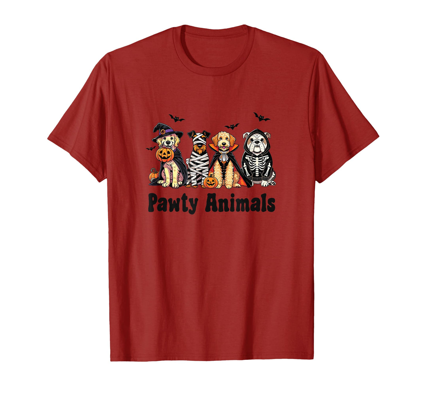 Pawty Animals Halloween Dogs Witch Mummy Vampire Skeleton T-Shirt