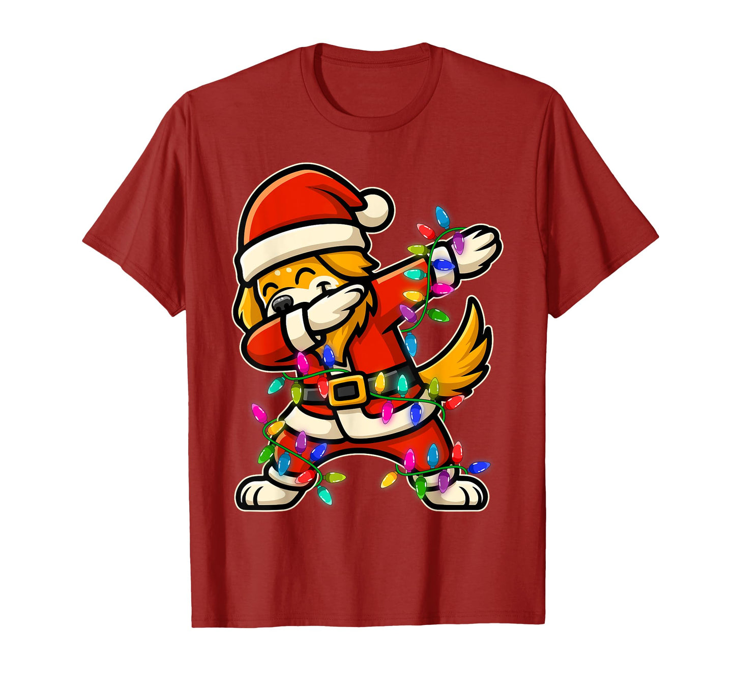 Christmas Golden Retriever Dog Dabbing Santa Xmas for Women T-Shirt