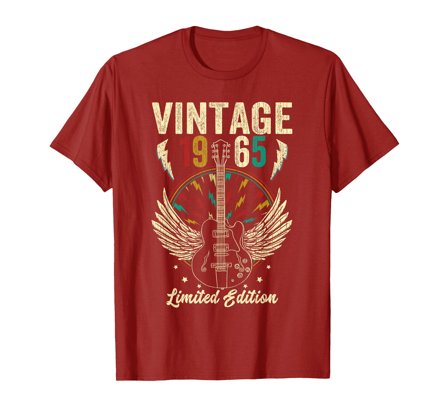 Vintage Born In 1965 60th Birthday Gifts 60 Years Old Guitar T-Shirt