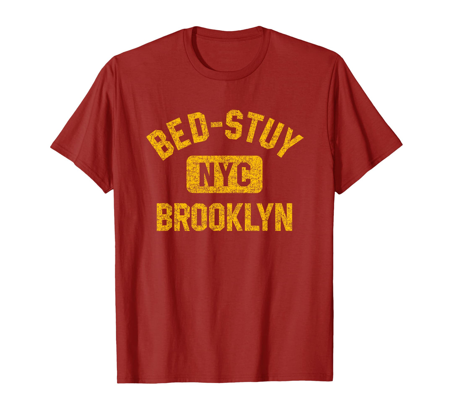 Bed-Stuy Brooklyn NYC Gym Style Distressed Amber Print T-Shirt