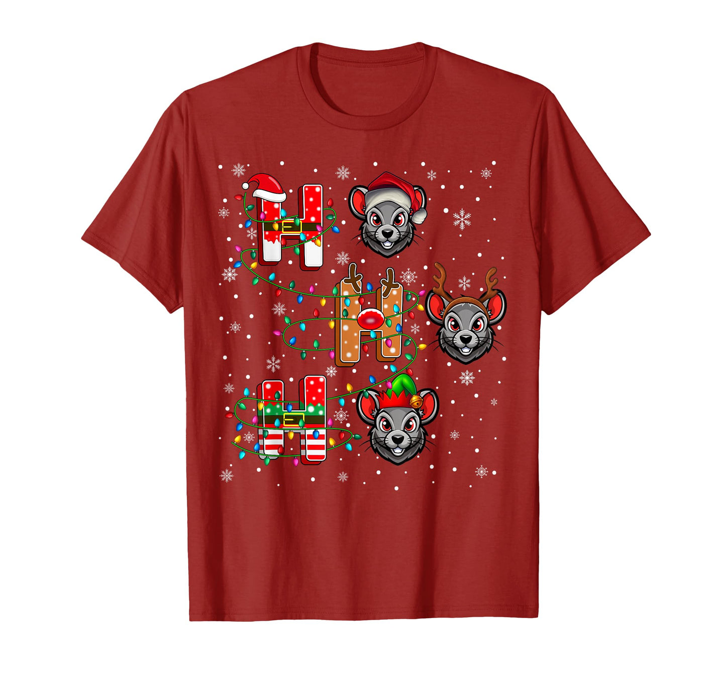 Ho Ho Ho Santa Reindeer Hat Elf Rat Animal Christmas T-Shirt