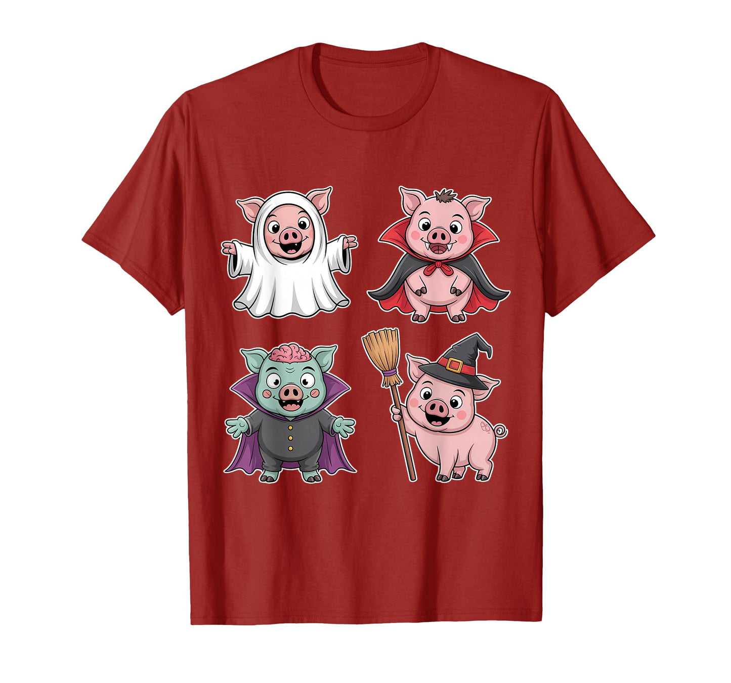 Pig Spooky Witch Boo Zombie Cute Pig Halloween Funny T-Shirt