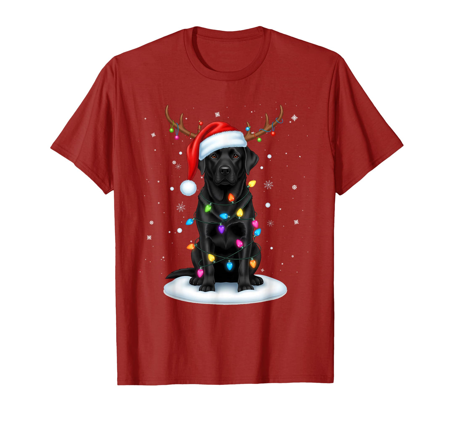 Black Lab Labrador Christmas Dog Reindeer Lights Pajama Xmas T-Shirt