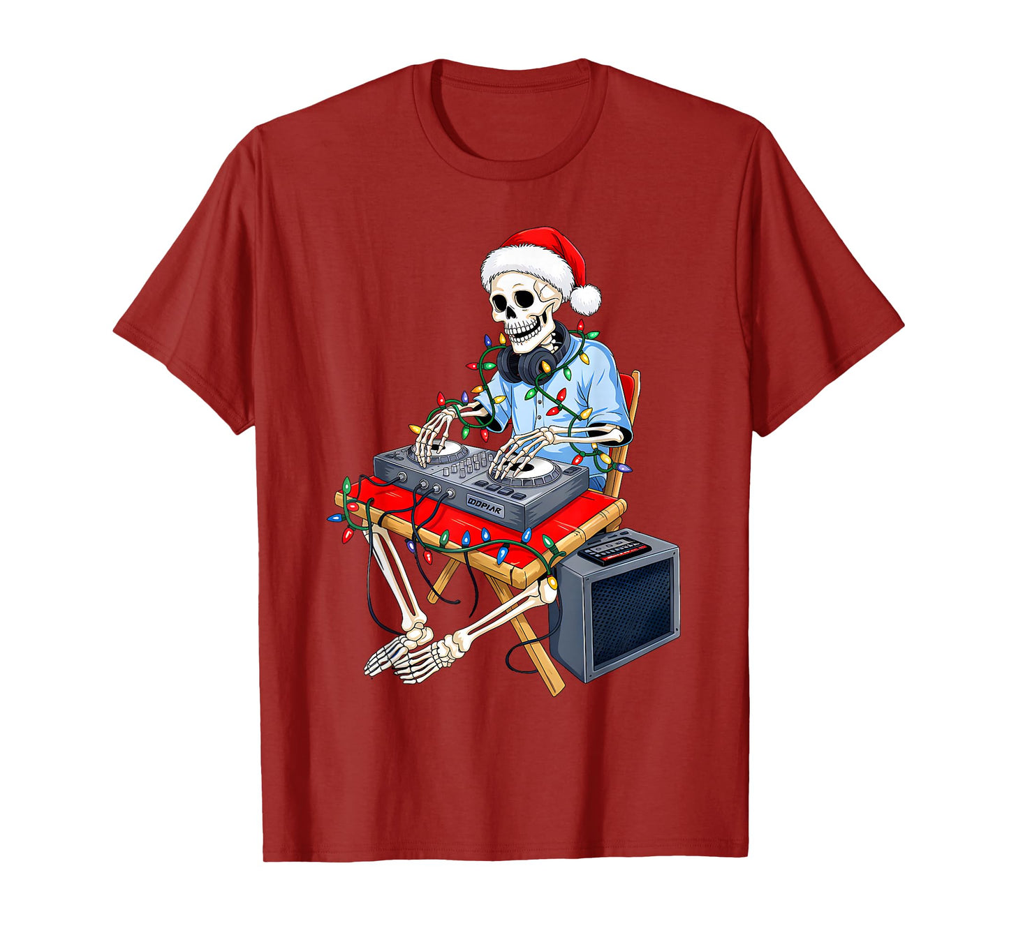 Xmas Santa Skeleton Playing Dj Funny Christmas Boys Kids T-Shirt