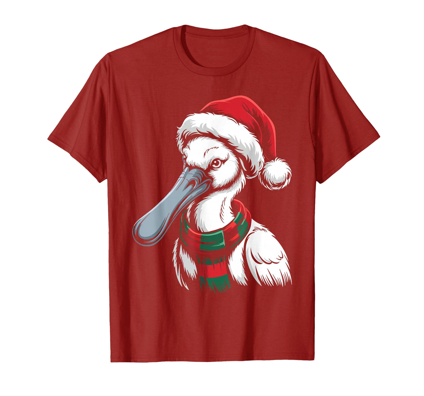 Spoonbill Xmas Santa Hat Scarf Christmas Costume T-Shirt