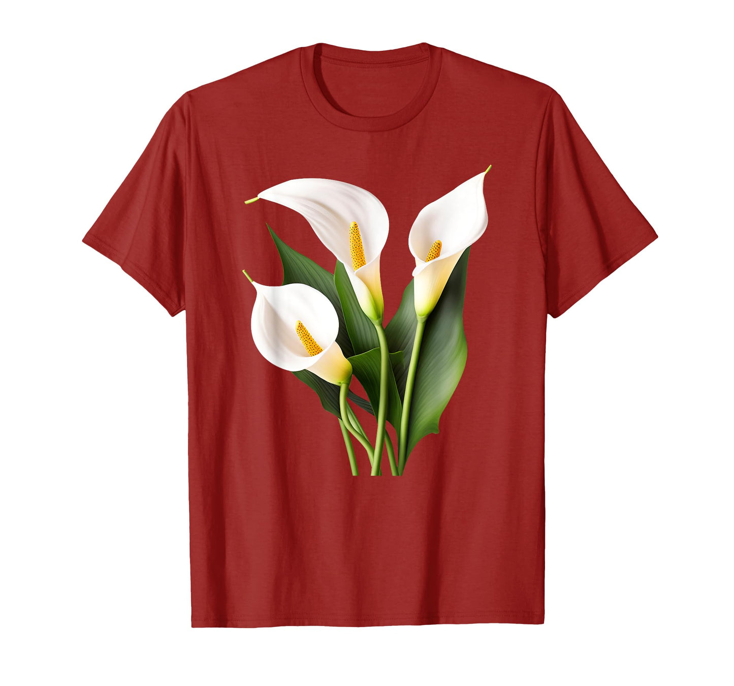 White Calla Lily Flower Illustration Novelty Graphic Designs T-Shirt