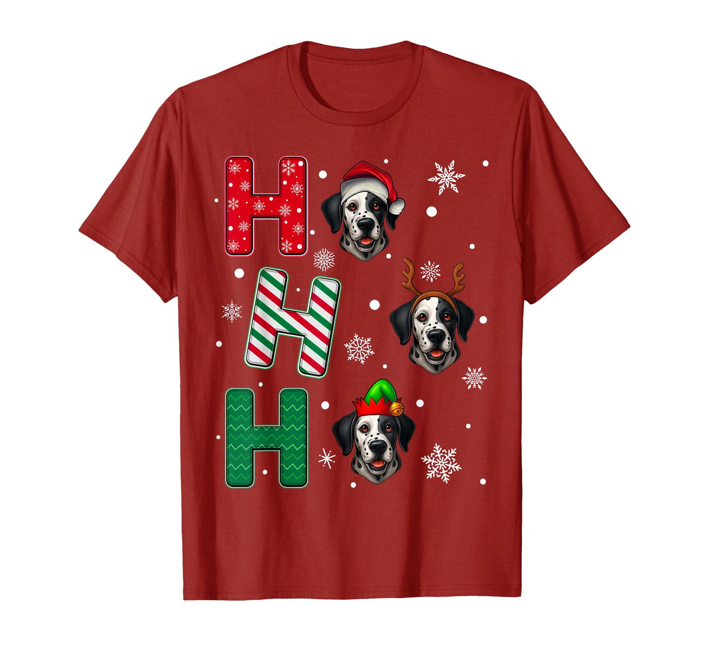 Ho Ho Ho Dalmatian Dog Matching Christmas Santa Elf Xmas T-Shirt