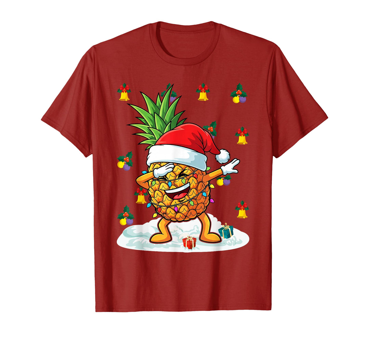 Dabbing Pineapple Santa Hat Christmas Pajama Fruit Hawaiian T-Shirt