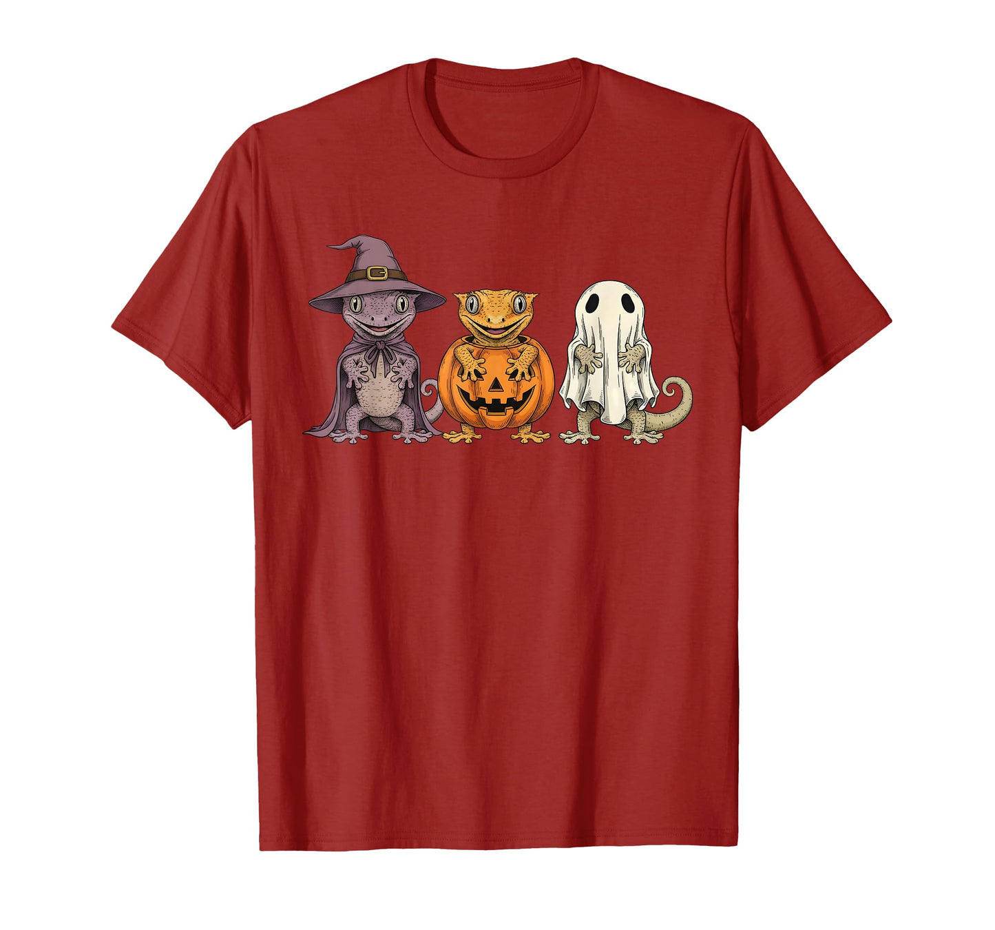Spooky Ghost Crested Gecko Lover Pumpkin Halloween T-Shirt