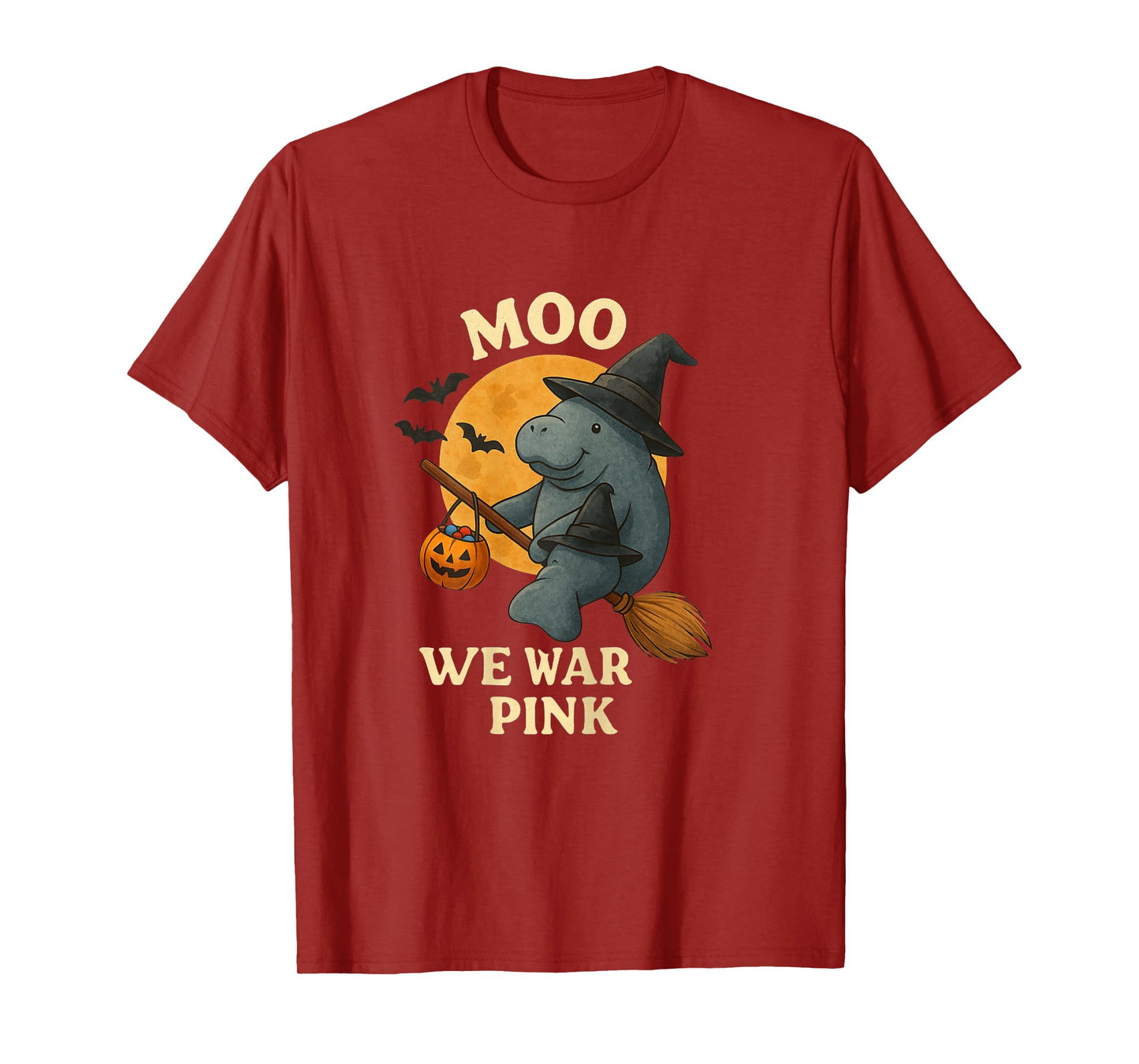 Cute Witch Manatee Halloween Outfit with Pumpkin Candy Bucke T-Shirt