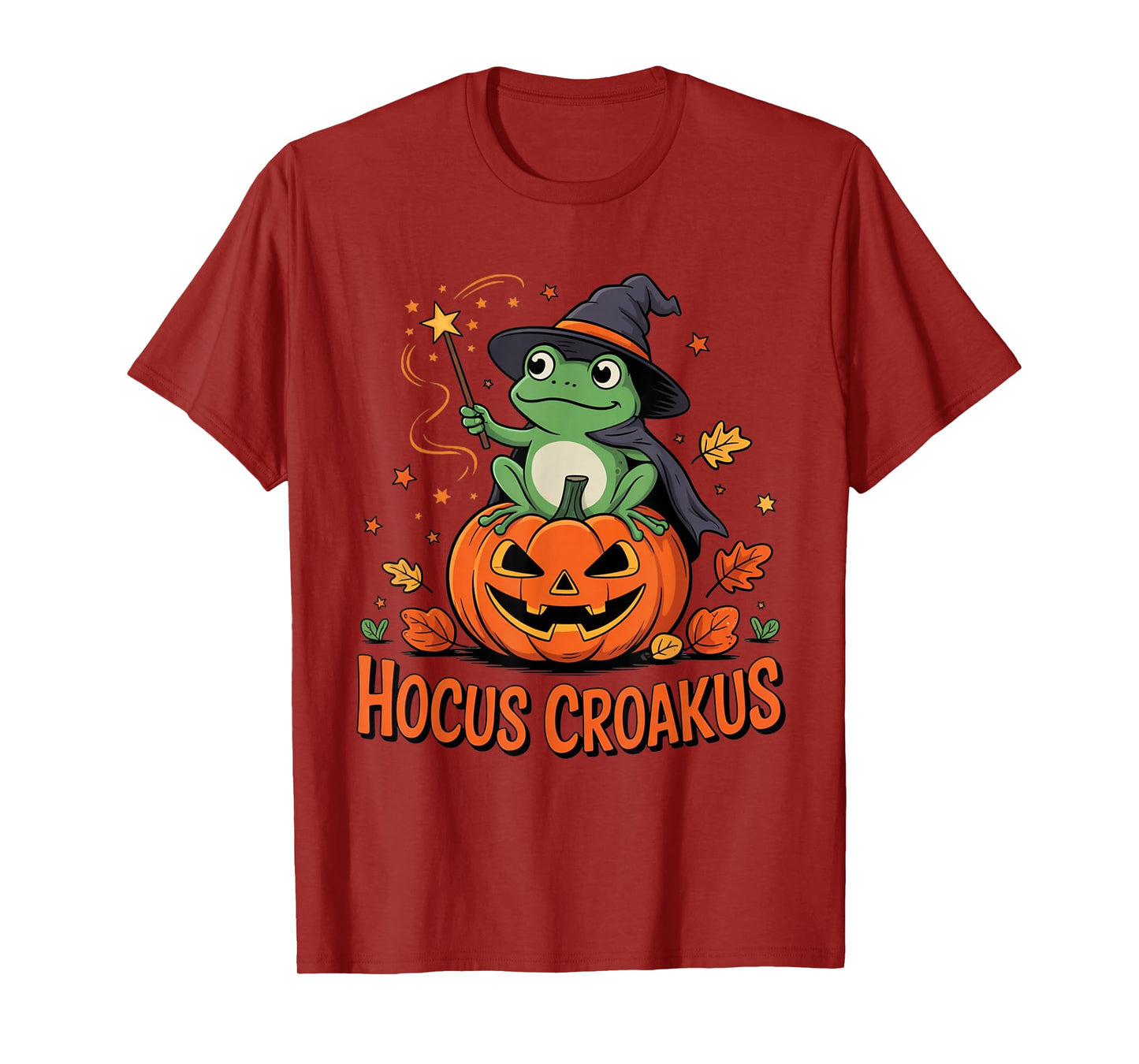 Hocus Croakus Pumpkin Wizard Frog Funny Halloween Witch T-Shirt