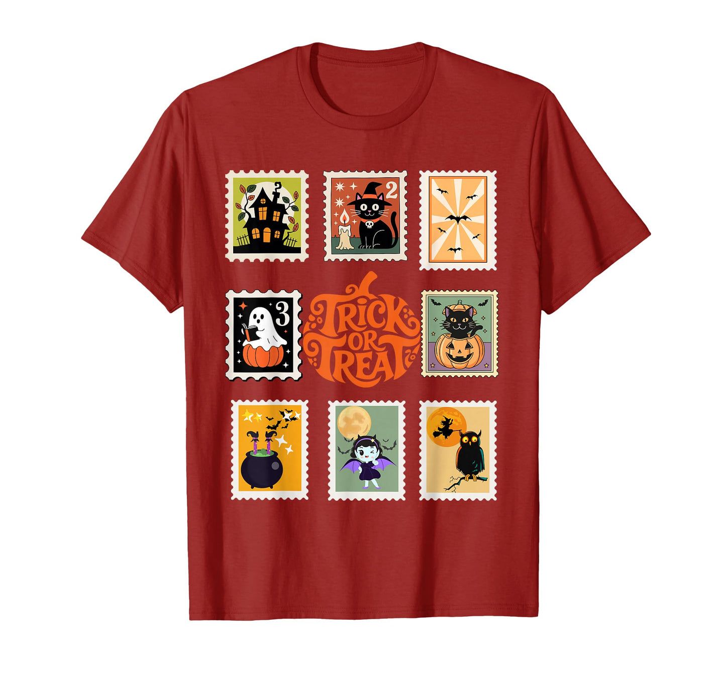 Cute Halloween Stamp Icons Funny Witch Cat Ghost Gift Idea T-Shirt