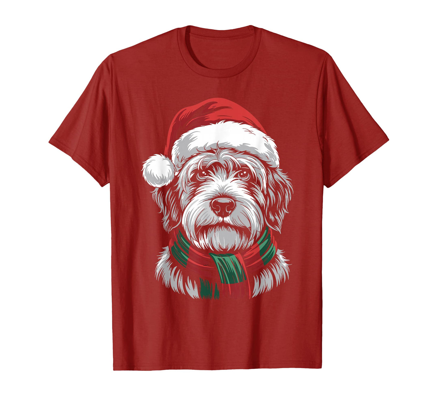 Briard Dog Xmas Santa Hat Scarf Christmas Costume T-Shirt