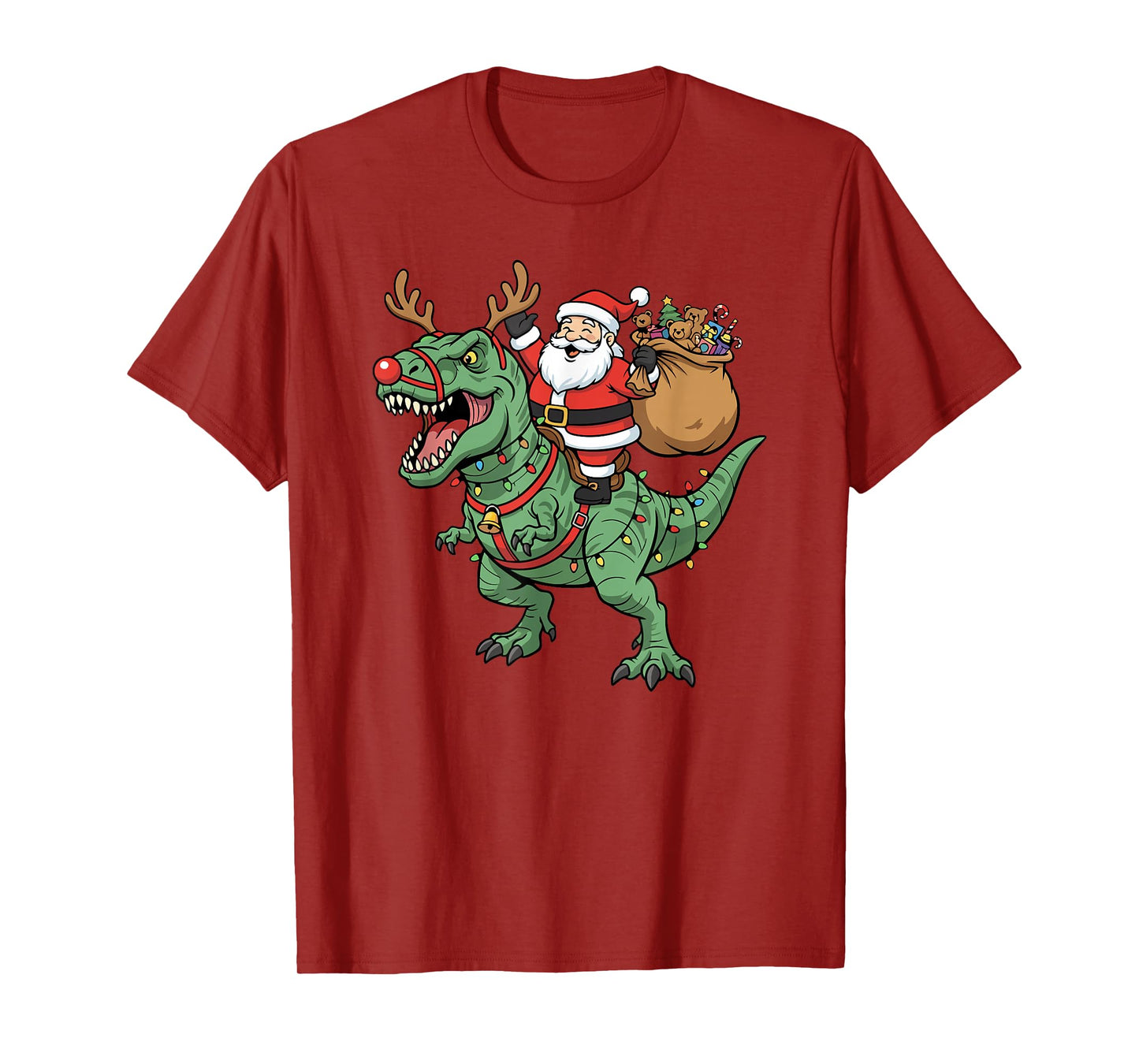 Santa Claus Riding T-Rex Funny Christmas Dinosaur T-Shirt