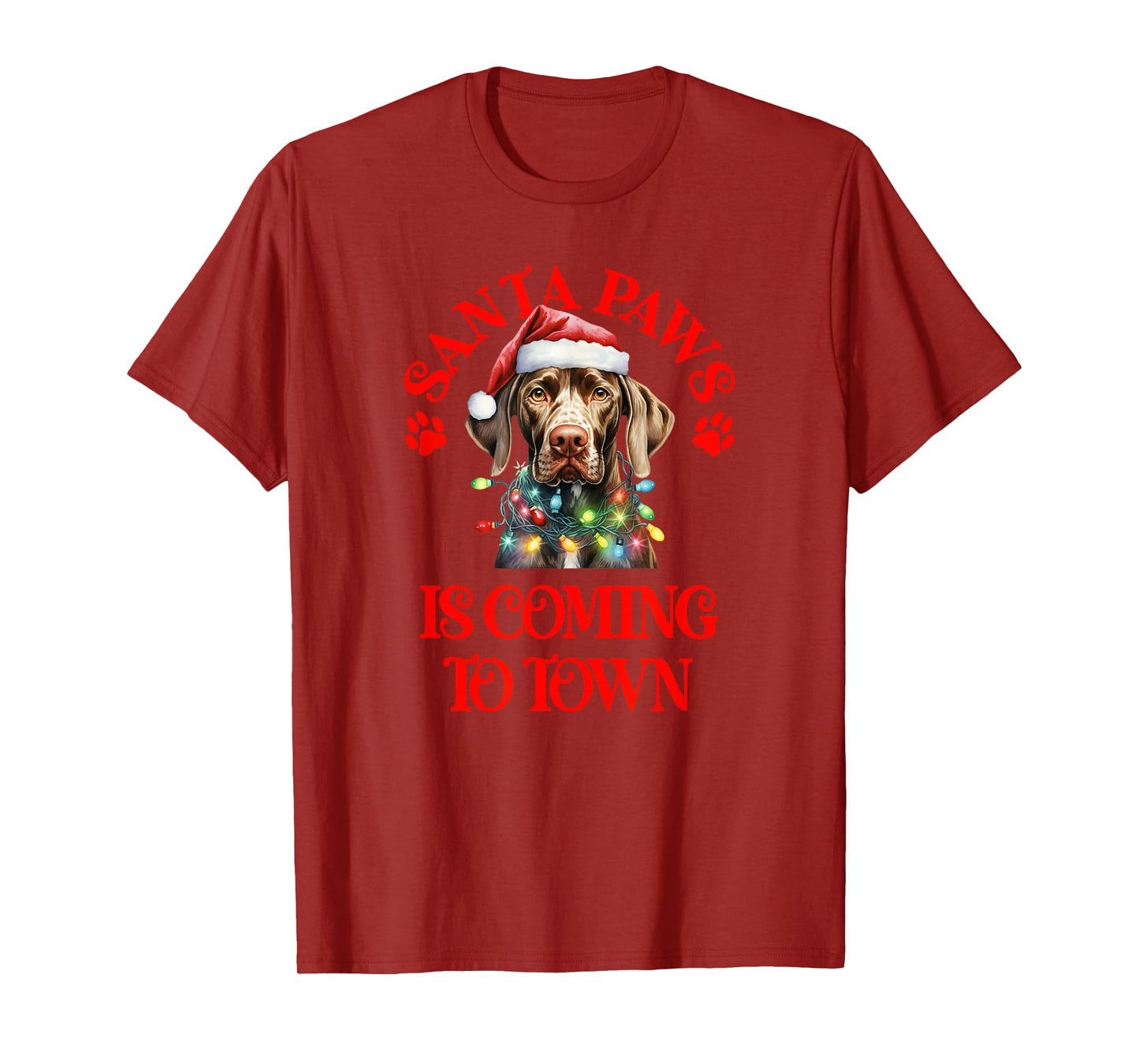 Santa Paws is Coming to Town with Christmas GSP T-Shirt