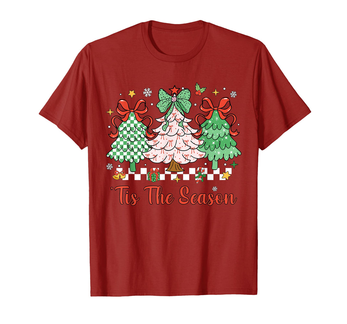 Christmas Tis The Season Coquette Bow Christmas Tree Women T-Shirt