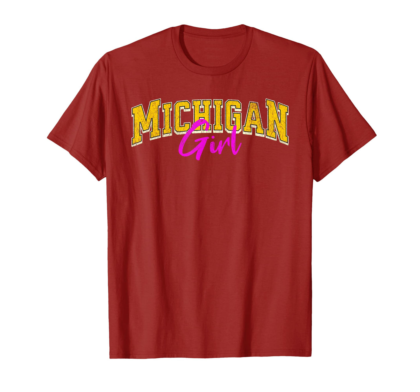 Vintage MICHIGAN Girl Retro Pink Michigan Women and Girls T-Shirt