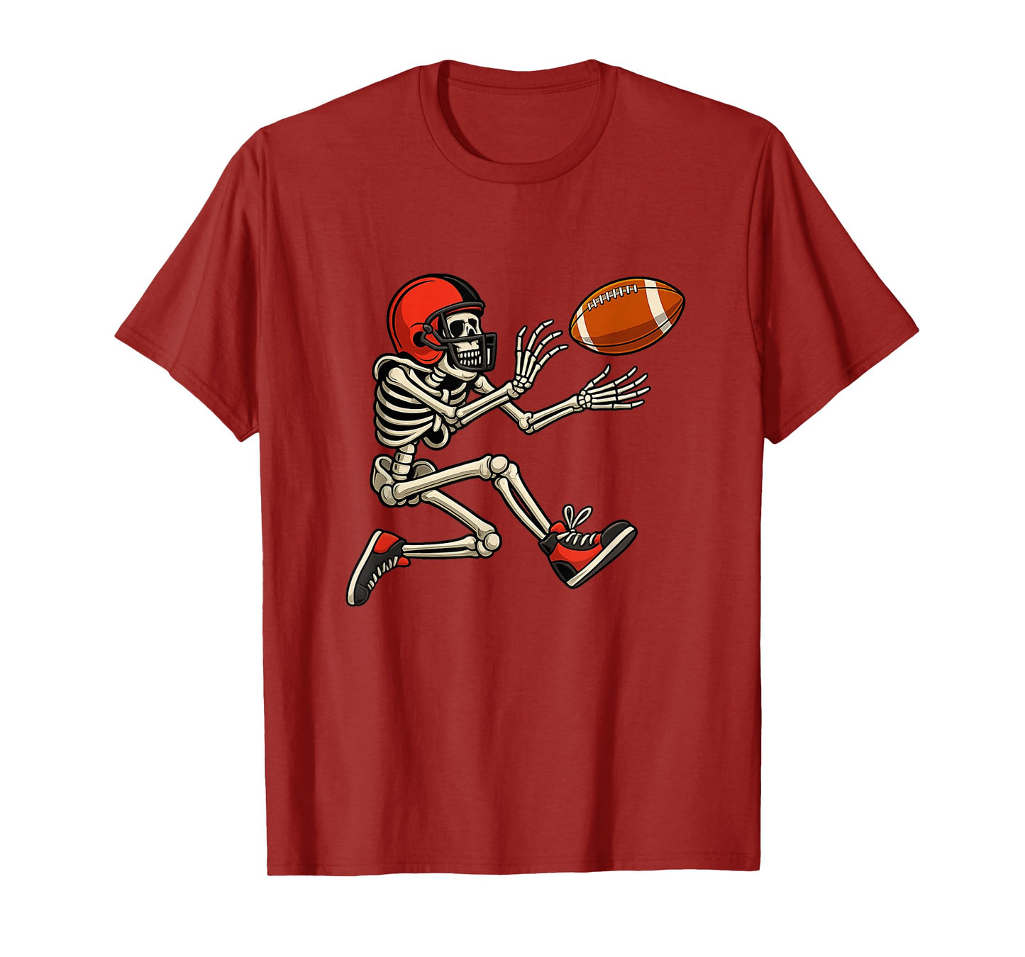Funny Halloween Football Skeleton Catching a Football Gifts T-Shirt