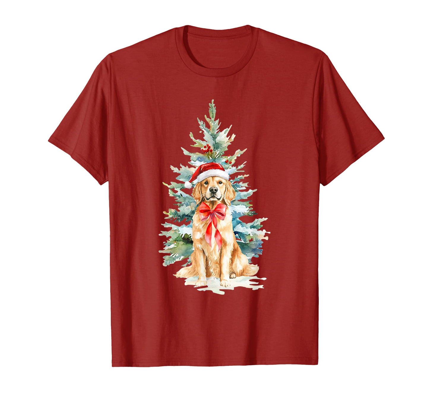 Christmas Golden Retriever Dog Santa Hat Christmas Dog T-Shirt