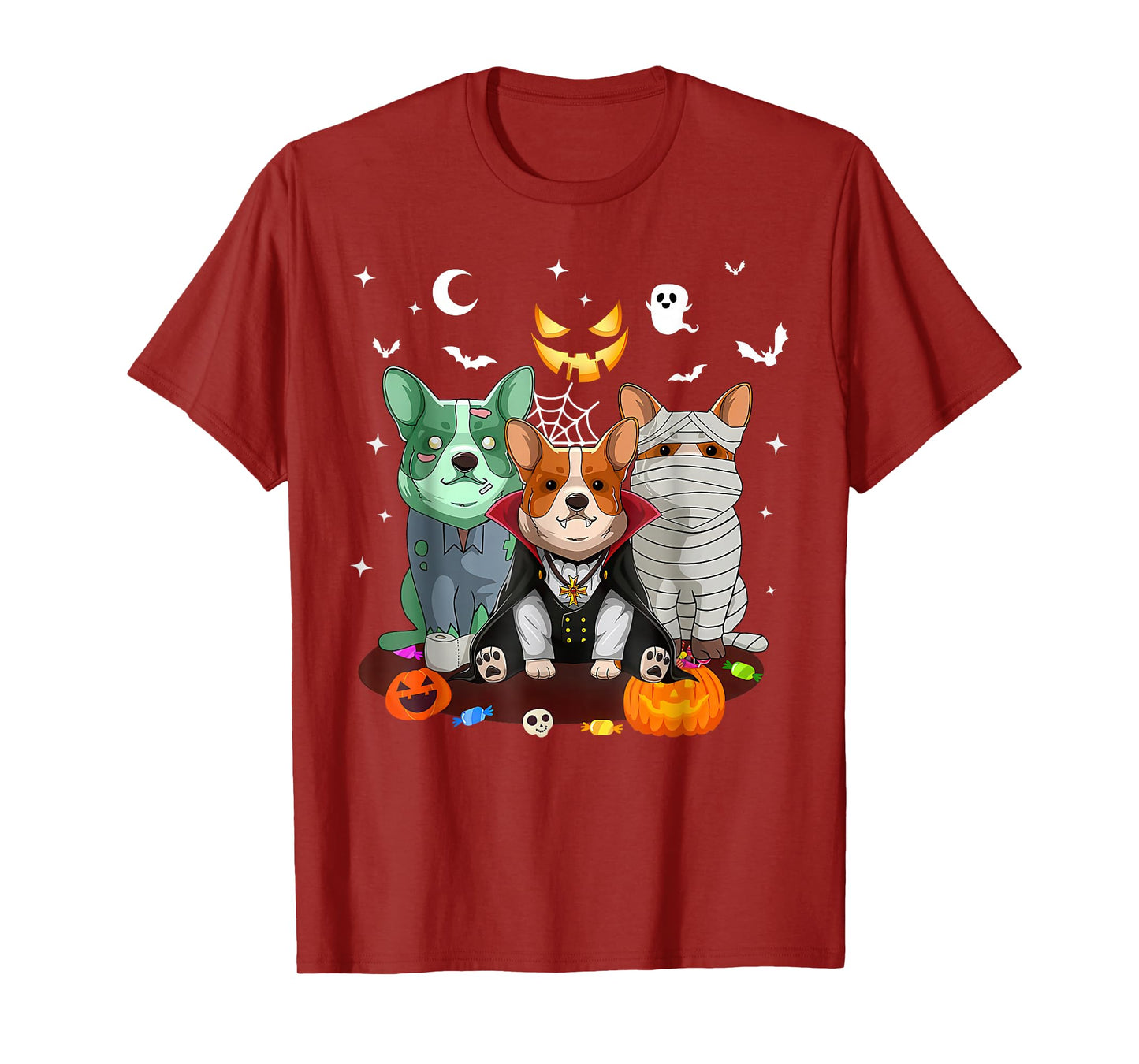 Corgi Dog Ghost Witch Pumpkin Halloween Costume Dog Lover T-Shirt