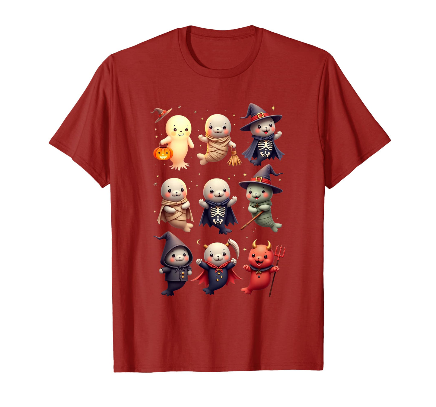 Funny Cute Manatee Boo Witch Zombie Vampire Halloween T-Shirt