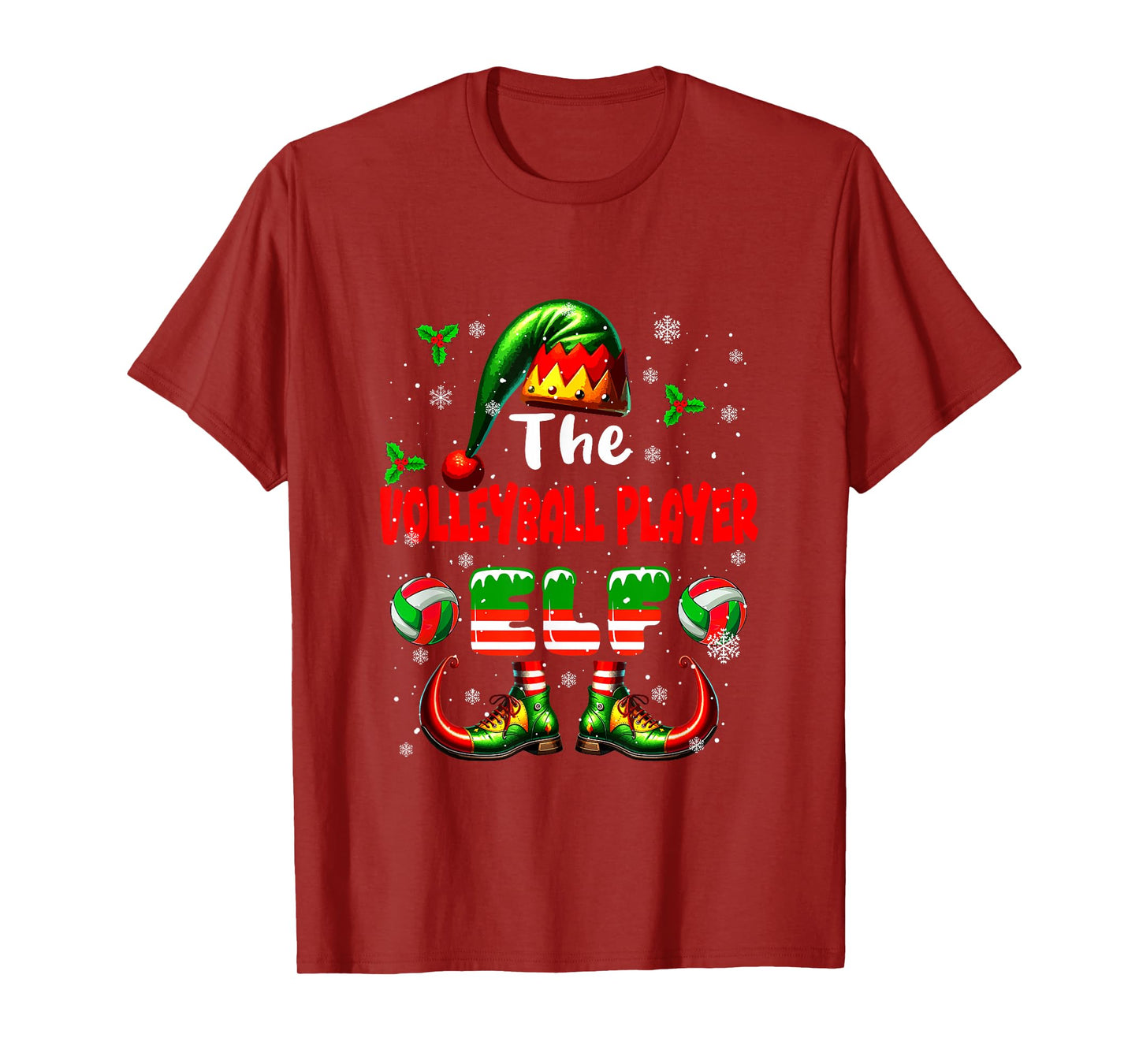 The Volleyball Player Elf Christmas Job Team Funny Parties T-Shirt