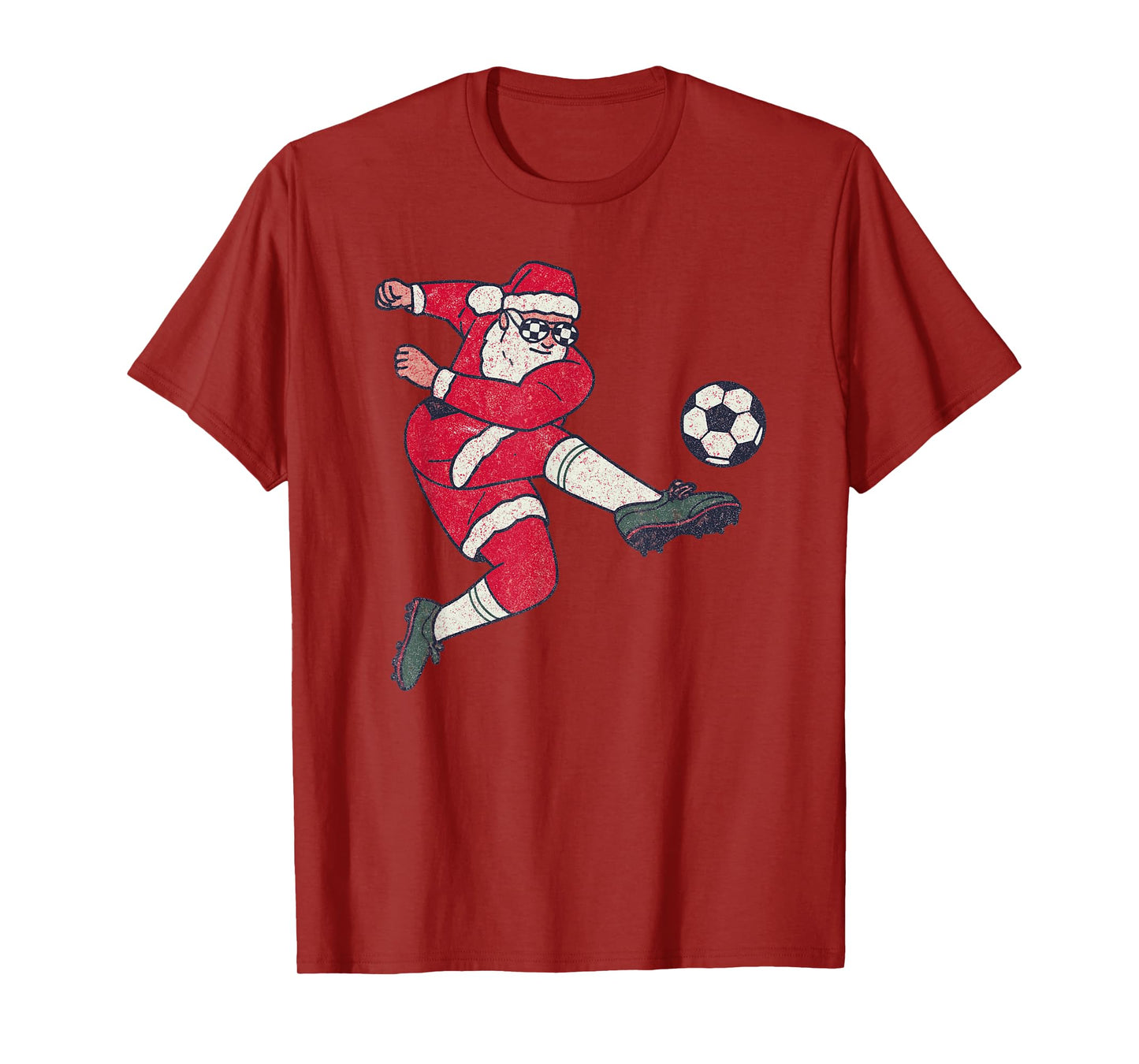 Santa Playing Soccer Christmas Vintage Funny Xmas Holiday T-Shirt