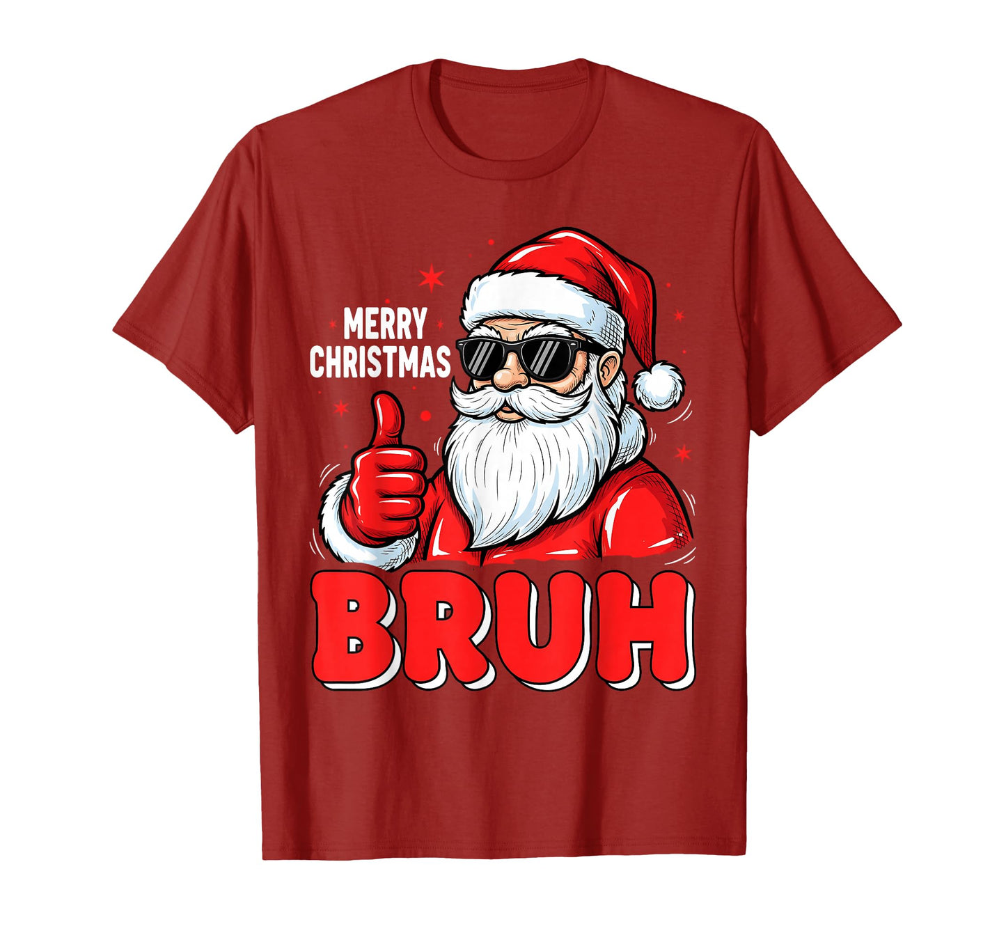 Merry Christmas Bruh Funny Santa Claus Sunglass Men Boys T-Shirt