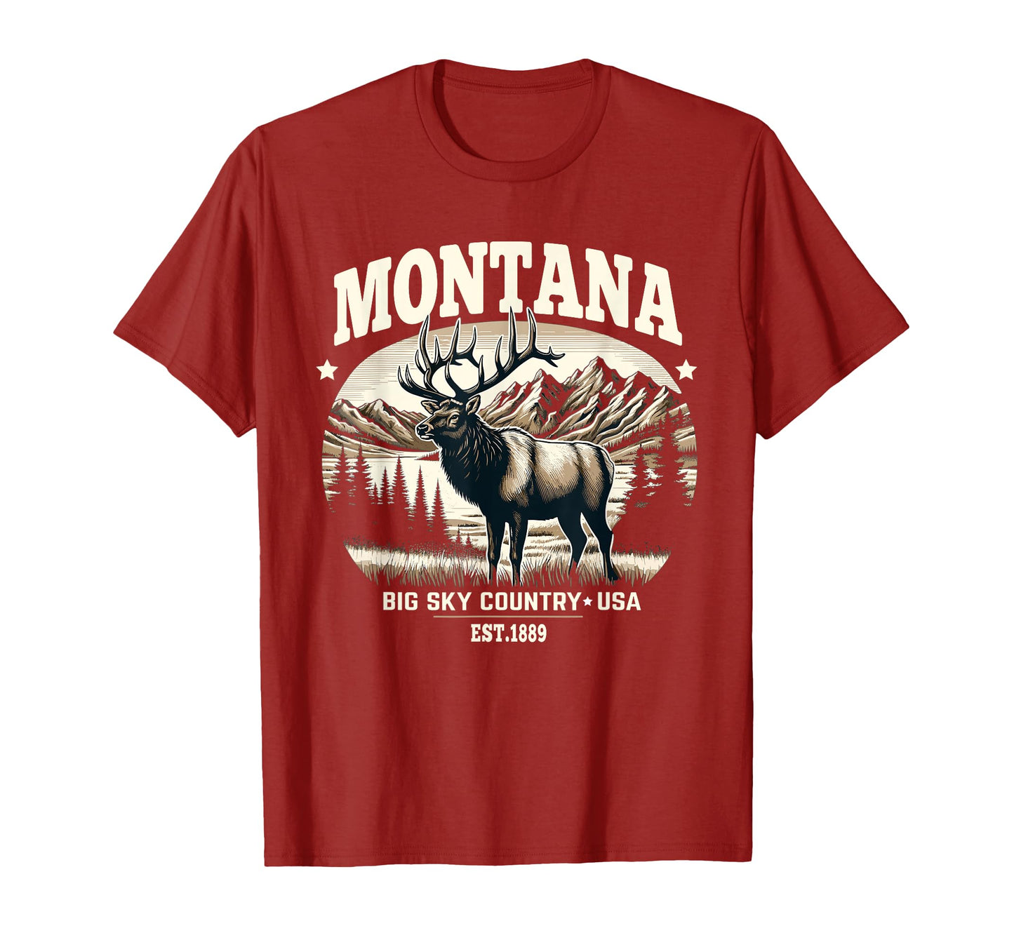 Montana Rocky Mountain Elk, Big Sky Country Design T-Shirt
