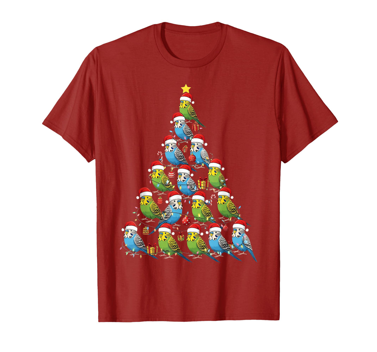 Christmas Budgie Bird Lover Funny Xmas Santa Men Women Kids T-Shirt