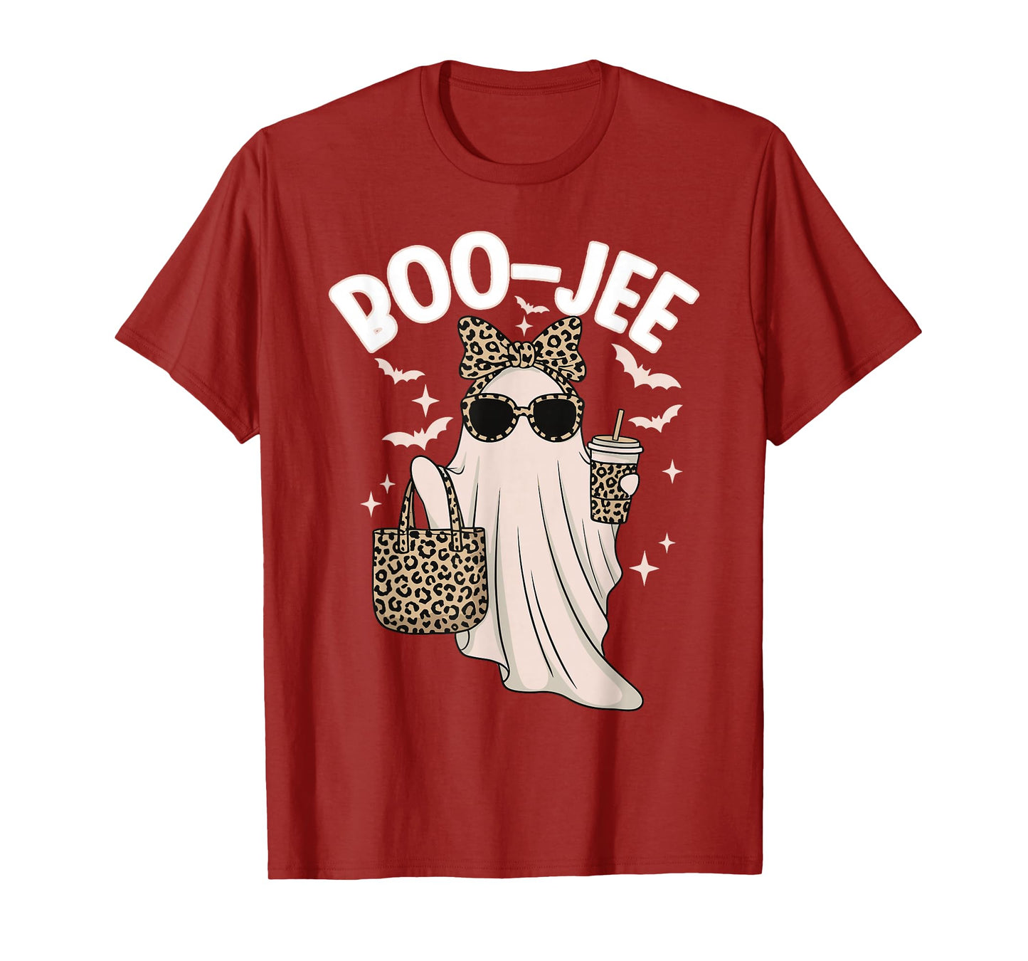 Coquette Leopard Ghost Coffee Boo-JEE Halloween Boujee Ghost T-Shirt