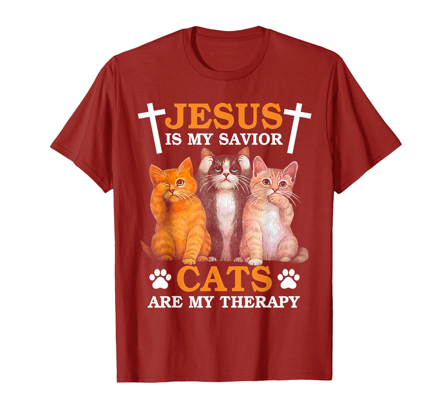 Jesus is my savior Cats are my therapy T-Shirt