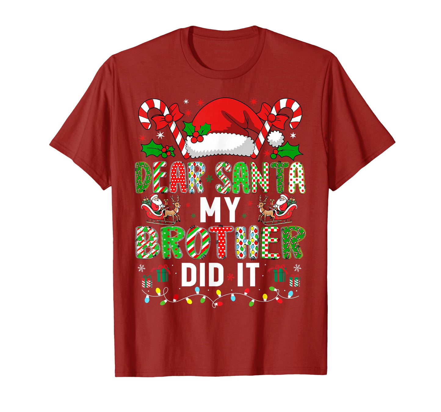HUGvyn Dear Santa My Brother Did It Christmas Boys Girls Kid T-Shirt