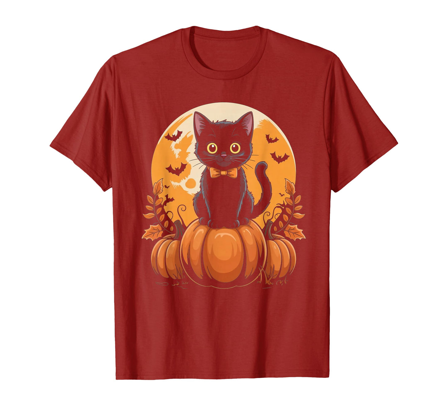 Retro Black Cat Pumpkin Halloween Costume Fall Autumn Gifts T-Shirt
