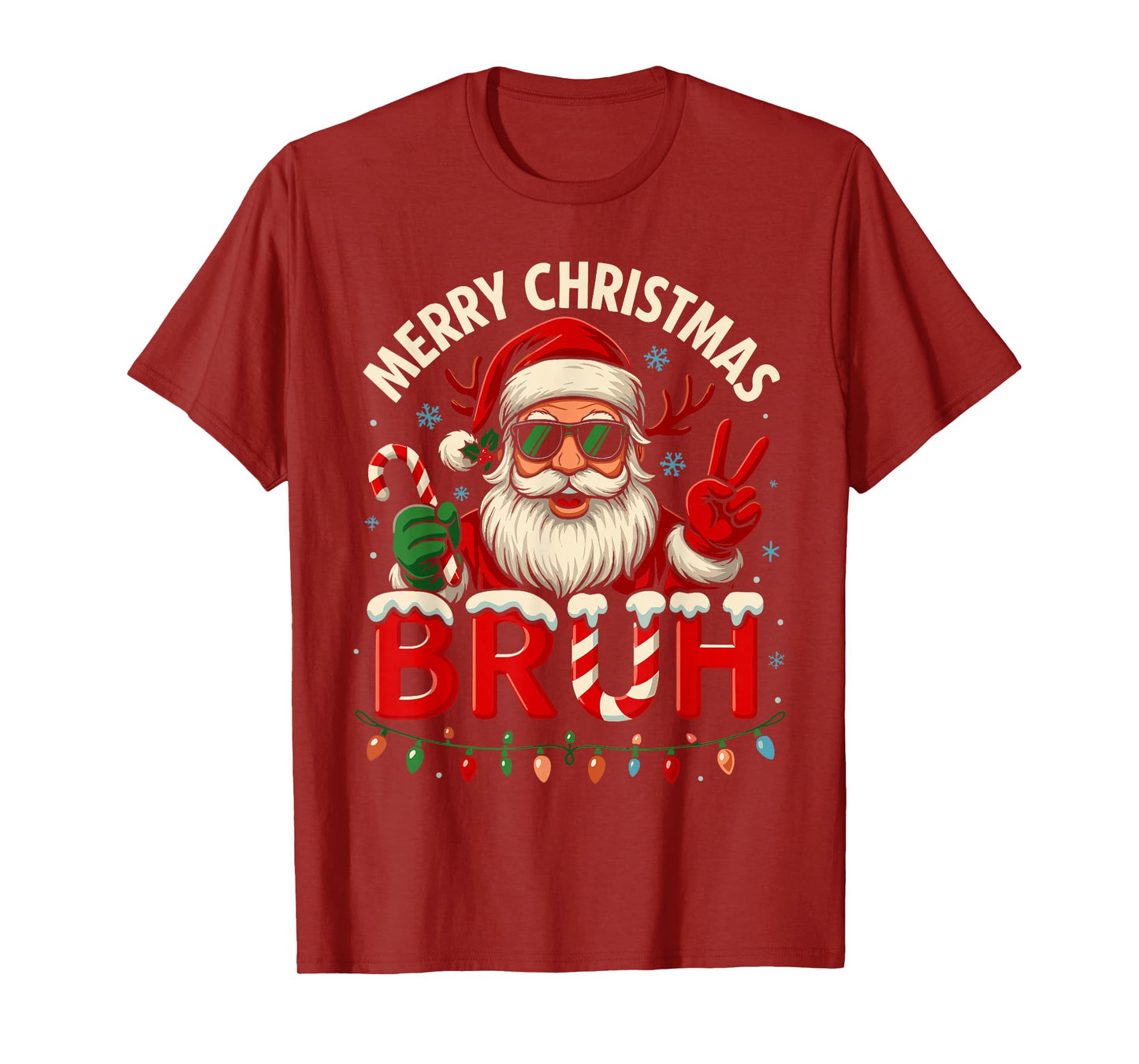 Merry Christmas Bruh Funny Santa Claus Cool Xmas Retro Pun T-Shirt
