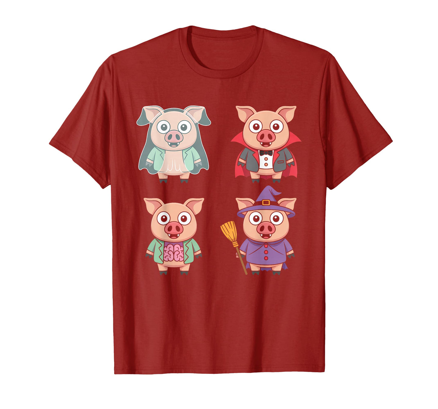 Pig Spooky Witch Boo Zombie Cute Pig Halloween Boys & Girls T-Shirt