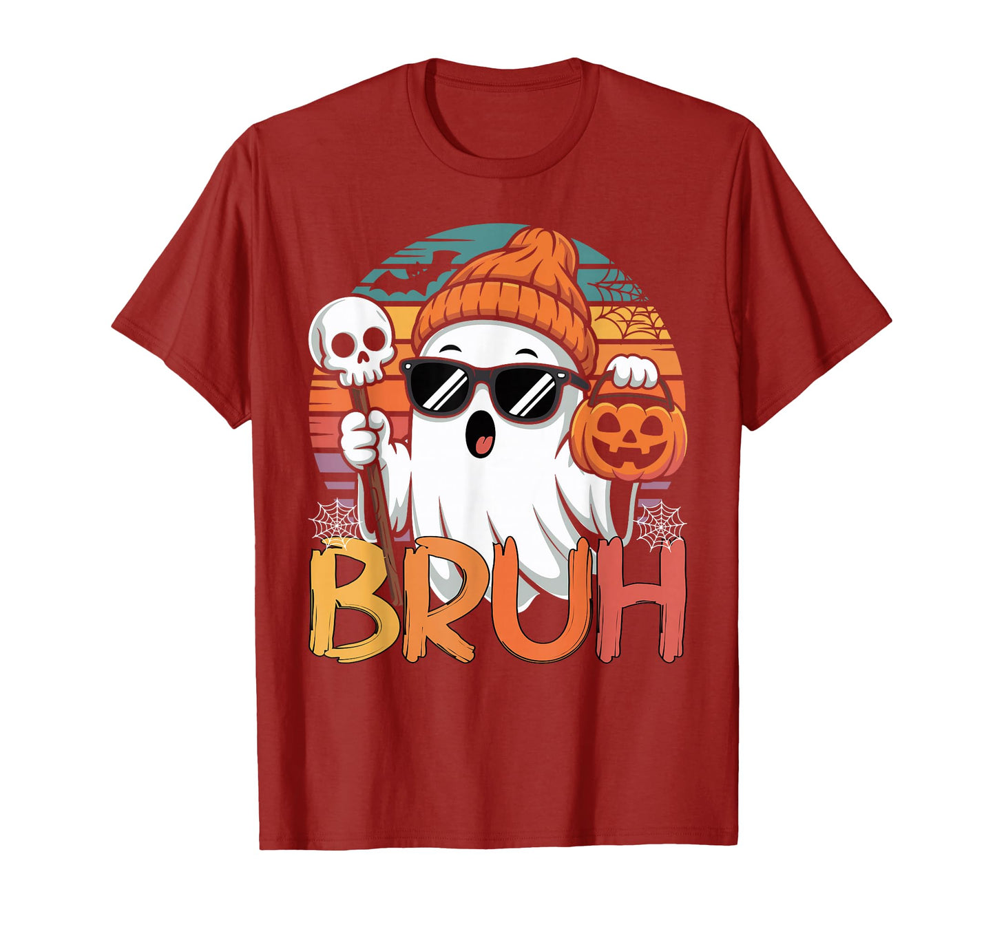 Bruh Ghost Halloween Toddler Vintage Halloween Boys Kids Men T-Shirt