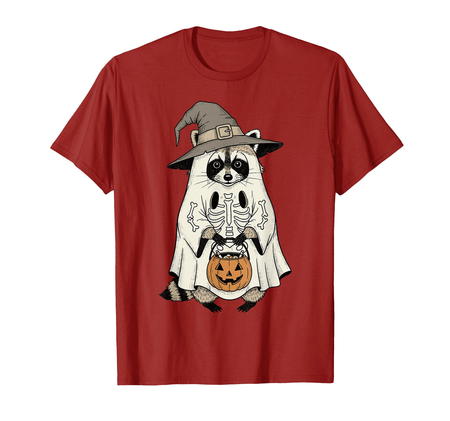 Cute Ghost Pumpkin Halloween Raccoon Costume Raccoon Lovers T-Shirt