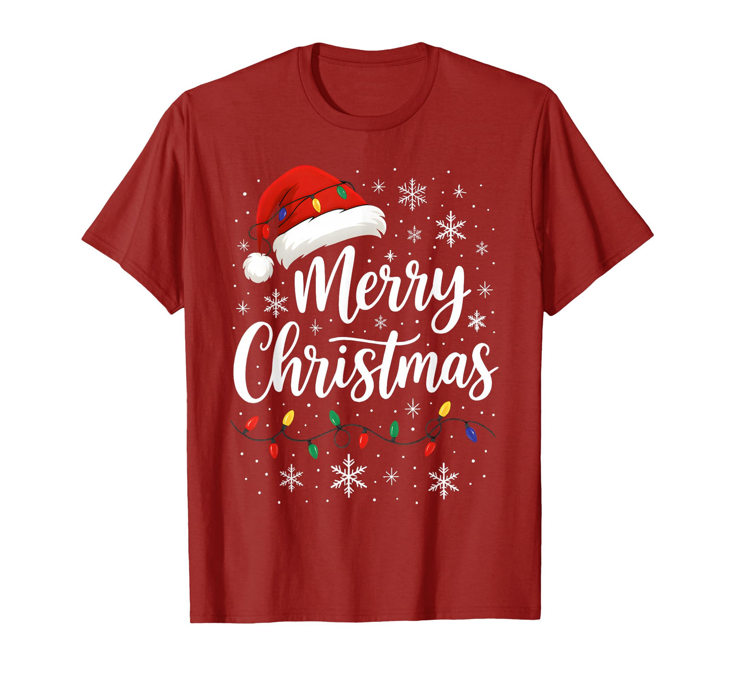 Merry Christmas Red Santa Hat Reindeer Family Xmas Men Women T-Shirt