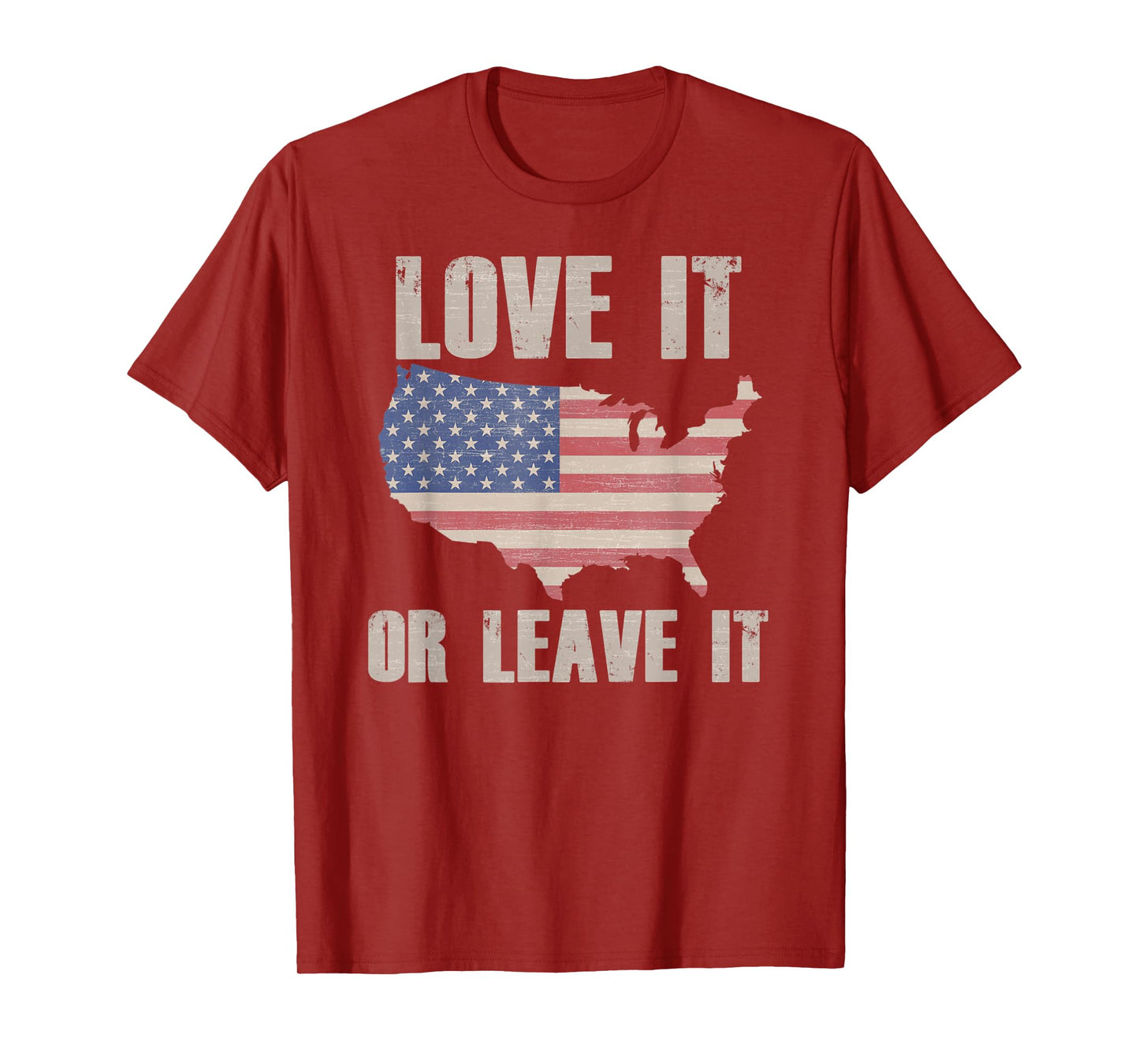 LOVE IT OR LEAVE IT Patriotic Vintage American Flag USA Map Women Kids Men T-Shirt