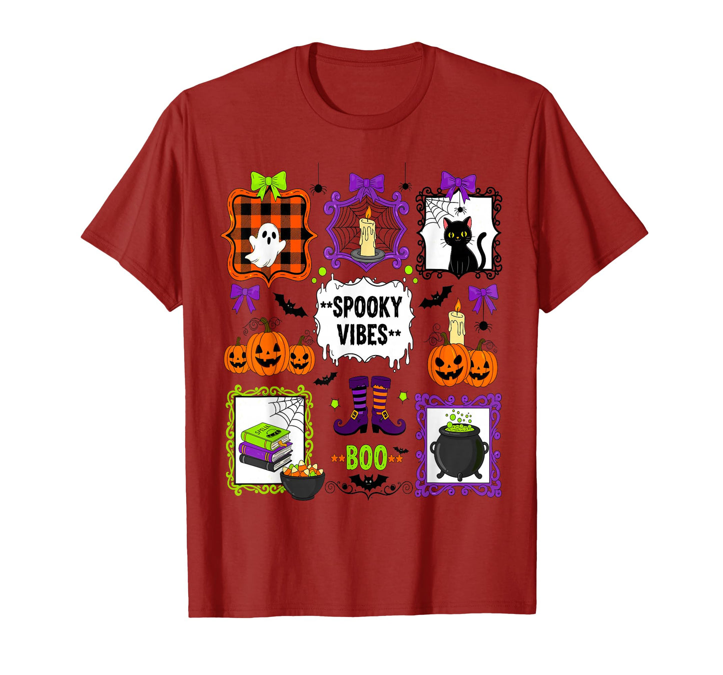 Spooky Vibes Halloween Coquette Jack O'Lantern Boo Crew T-Shirt