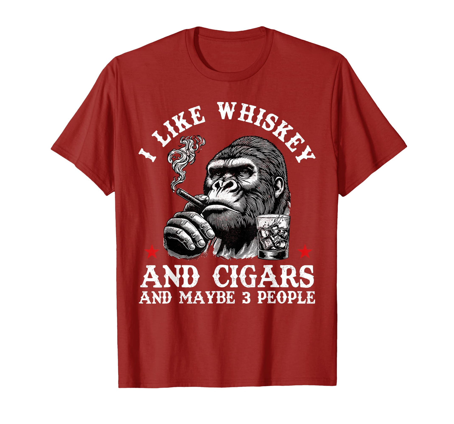 Retro I Like Whiskey And Cigars And Maybe 3 People Monkey T-Shirt